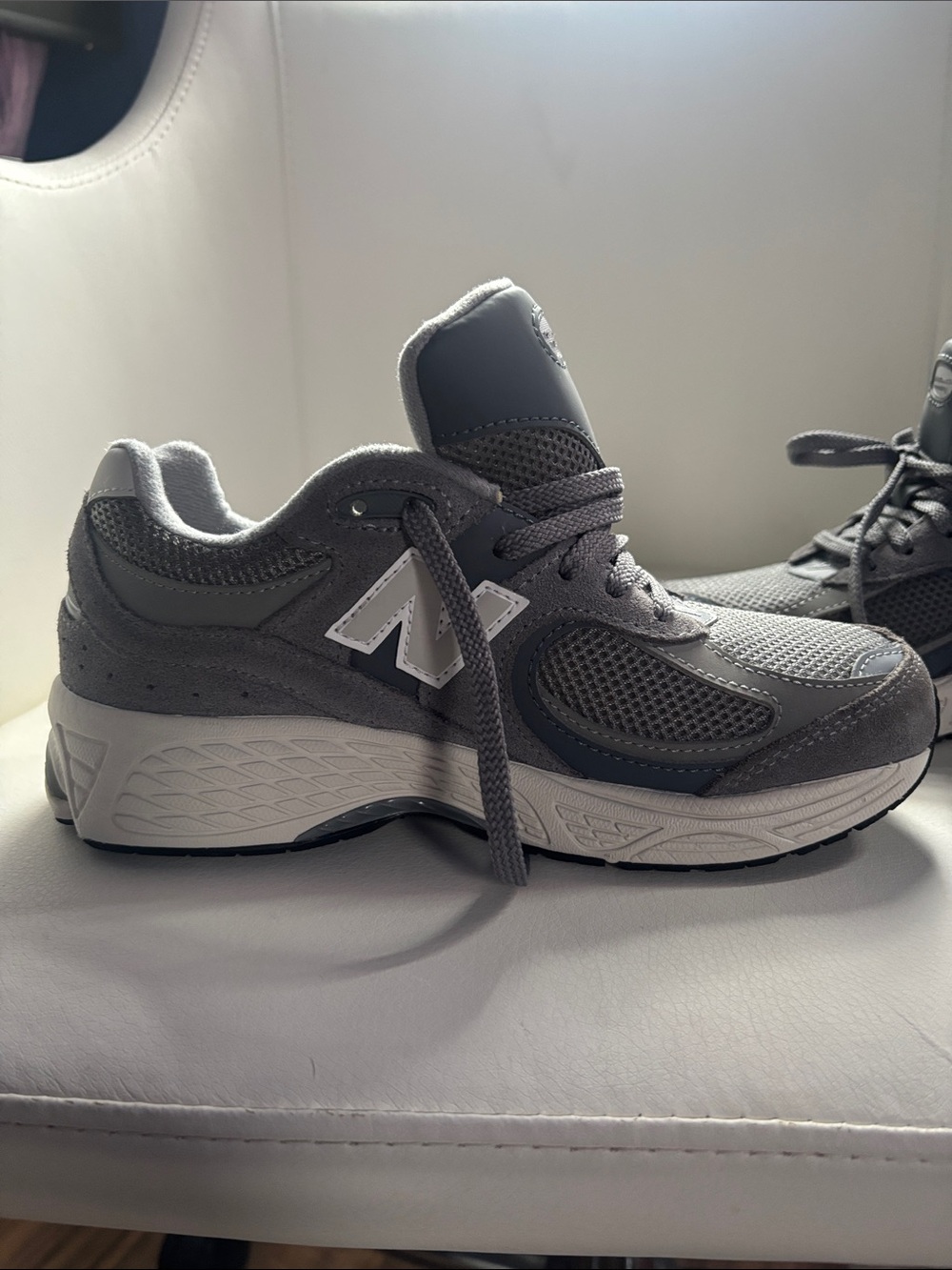 New Balance Kids Grey Mesh & Suede Sneaker